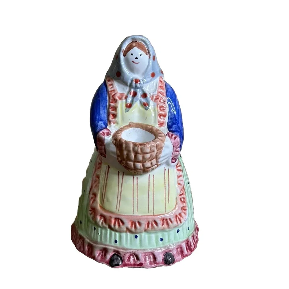 VINTAGE Pier 1‎ Candlestick Holder Italian HandPainted Folk Art Women Ceramic